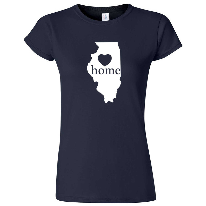  "Illinois Home State Pride, Pink" women's t-shirt Navy Blue