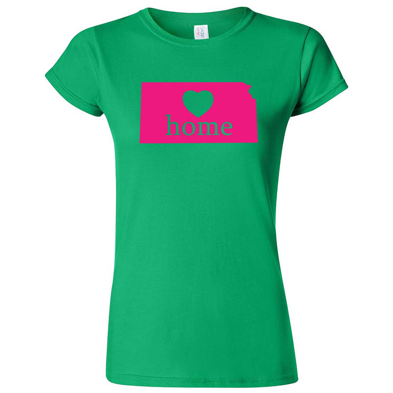  "Kansas Home State Pride, Pink" women's t-shirt Irish Green