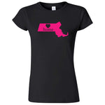  "Massachusetts Home State Pride, Pink" women's t-shirt Black