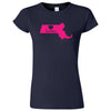  "Massachusetts Home State Pride, Pink" women's t-shirt Navy Blue