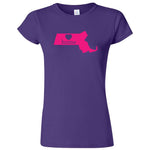  "Massachusetts Home State Pride, Pink" women's t-shirt Purple