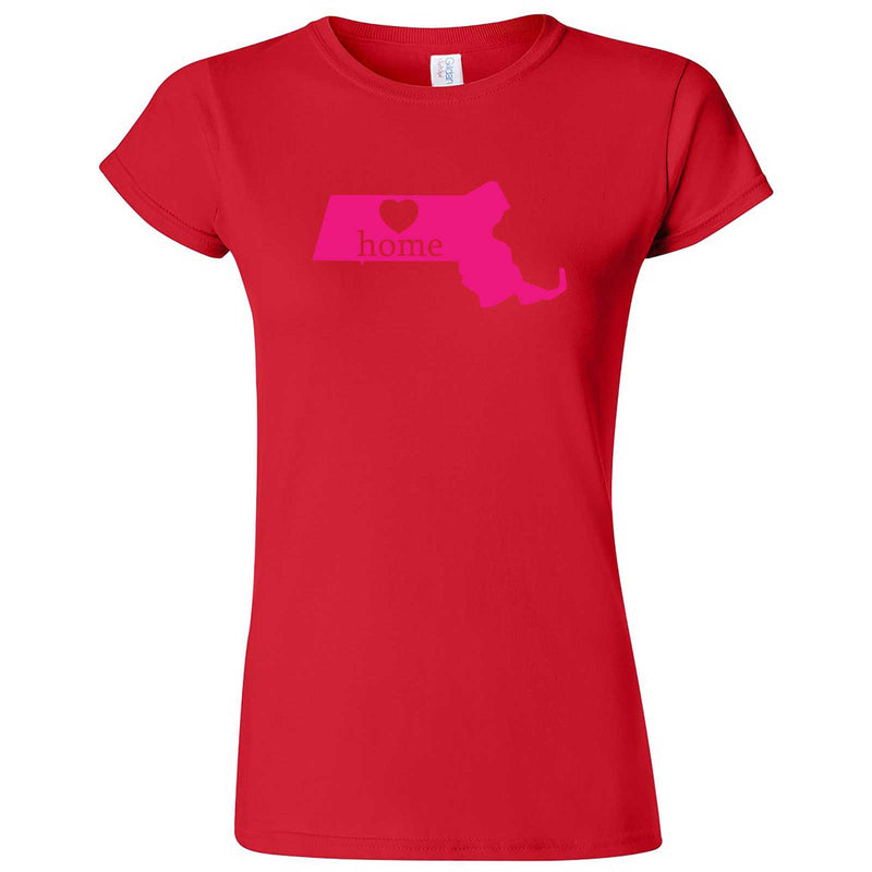  "Massachusetts Home State Pride, Pink" women's t-shirt Red