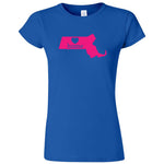  "Massachusetts Home State Pride, Pink" women's t-shirt Royal Blue