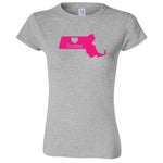  "Massachusetts Home State Pride, Pink" women's t-shirt Sport Grey