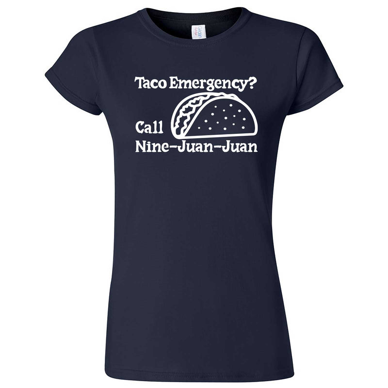  "Taco Emergency Call Nine-Juan-Juan" women's t-shirt Navy Blue