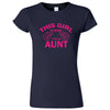  "This Girl is Going to Be an Aunt, Pink Text" women's t-shirt Navy Blue