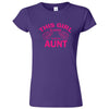  "This Girl is Going to Be an Aunt, Pink Text" women's t-shirt Purple