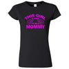  "This Girl is Going to Be a Mommy, Pink Text" women's t-shirt Black