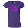  "This Girl is Going to Be a Mommy, Pink Text" women's t-shirt Purple