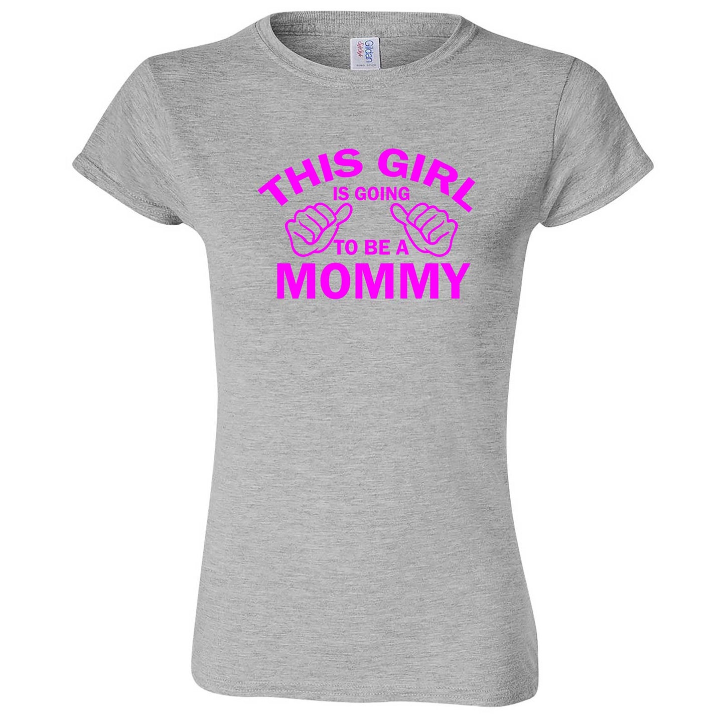  "This Girl is Going to Be a Mommy, Pink Text" women's t-shirt Sport Grey