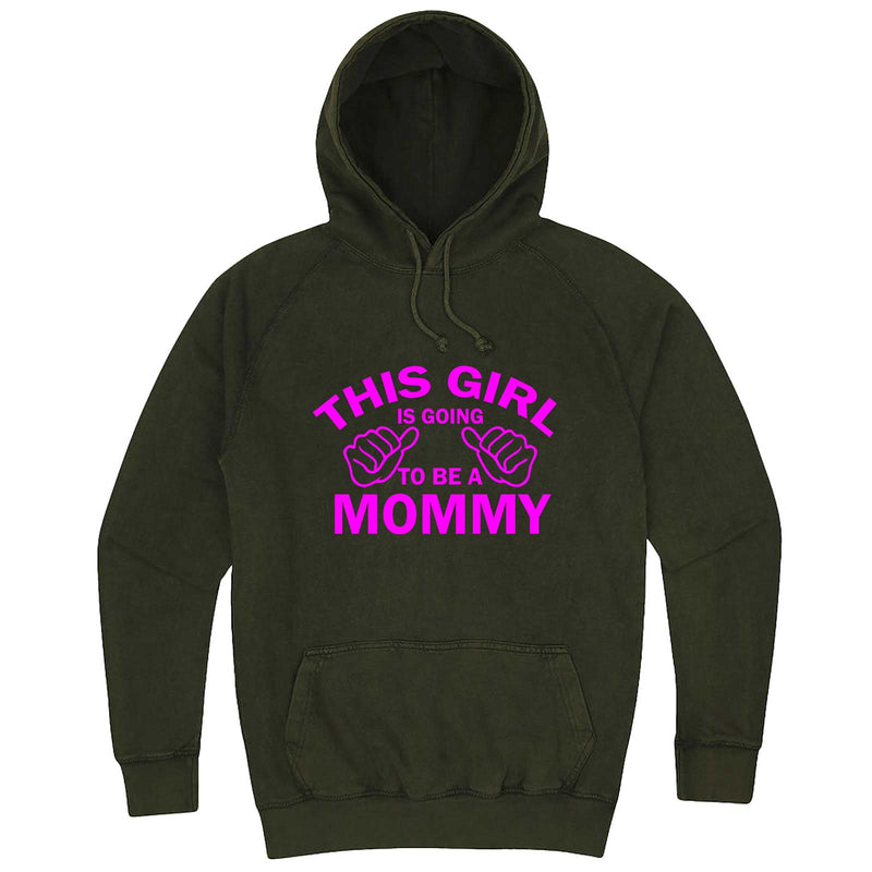  "This Girl is Going to Be a Mommy, Pink Text" hoodie, 3XL, Vintage Olive