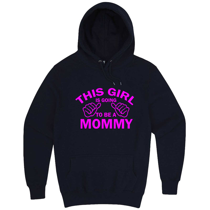  "This Girl is Going to Be a Mommy, Pink Text" hoodie, 3XL, Navy