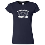  "This Girl is Going to Be a Mommy, White Text" women's t-shirt Navy Blue