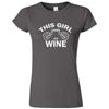 "This Girl Loves Her Wine, White Text" women's t-shirt Charcoal