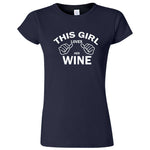  "This Girl Loves Her Wine, White Text" women's t-shirt Navy Blue