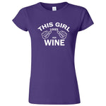  "This Girl Loves Her Wine, White Text" women's t-shirt Purple