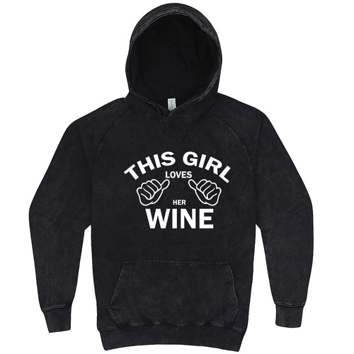 "This Girl Loves Her Wine, White Text" hoodie, 3XL, Vintage Black