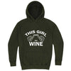  "This Girl Loves Her Wine, White Text" hoodie, 3XL, Vintage Olive