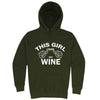  "This Girl Loves Her Wine, White Text" hoodie, 3XL, Army Green