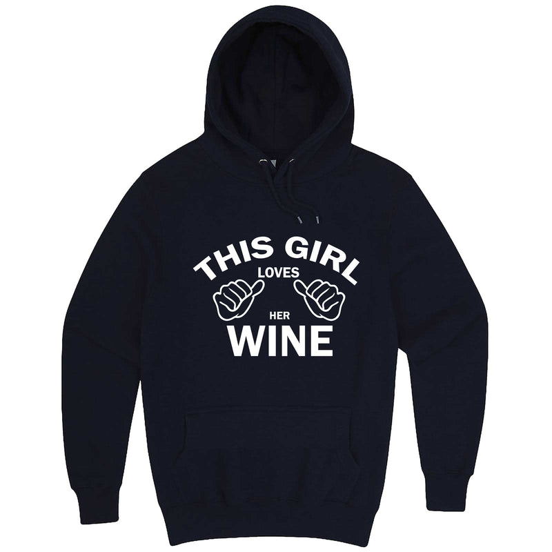  "This Girl Loves Her Wine, White Text" hoodie, 3XL, Navy