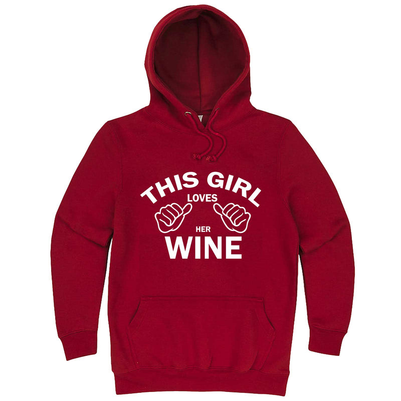  "This Girl Loves Her Wine, White Text" hoodie, 3XL, Paprika
