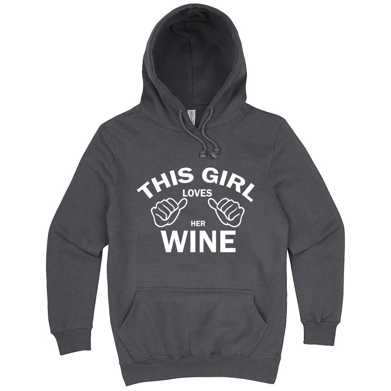  "This Girl Loves Her Wine, White Text" hoodie, 3XL, Storm