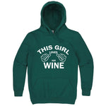 "This Girl Loves Her Wine, White Text" hoodie, 3XL, Teal