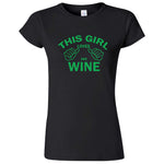  "This Girl Loves Her Wine, Green Text" women's t-shirt Black