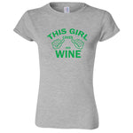  "This Girl Loves Her Wine, Green Text" women's t-shirt Sport Grey