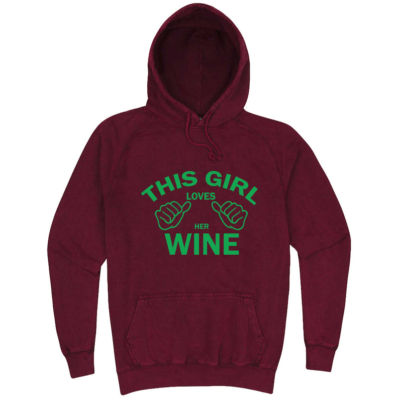  "This Girl Loves Her Wine, Green Text" hoodie, 3XL, Vintage Brick