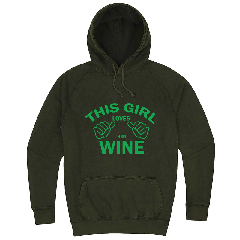  "This Girl Loves Her Wine, Green Text" hoodie, 3XL, Vintage Olive