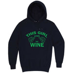  "This Girl Loves Her Wine, Green Text" hoodie, 3XL, Navy