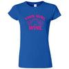  "This Girl Loves Her Wine, Pink Text" women's t-shirt Royal Blue
