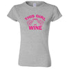  "This Girl Loves Her Wine, Pink Text" women's t-shirt Sport Grey