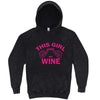  "This Girl Loves Her Wine, Pink Text" hoodie, 3XL, Vintage Black