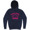  "This Girl Loves Her Wine, Pink Text" hoodie, 3XL, Vintage Denim