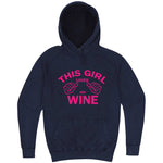  "This Girl Loves Her Wine, Pink Text" hoodie, 3XL, Vintage Denim