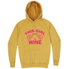 "This Girl Loves Her Wine, Pink Text" hoodie, 3XL, Vintage Mustard