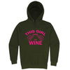  "This Girl Loves Her Wine, Pink Text" hoodie, 3XL, Army Green
