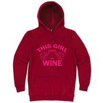  "This Girl Loves Her Wine, Pink Text" hoodie, 3XL, Paprika