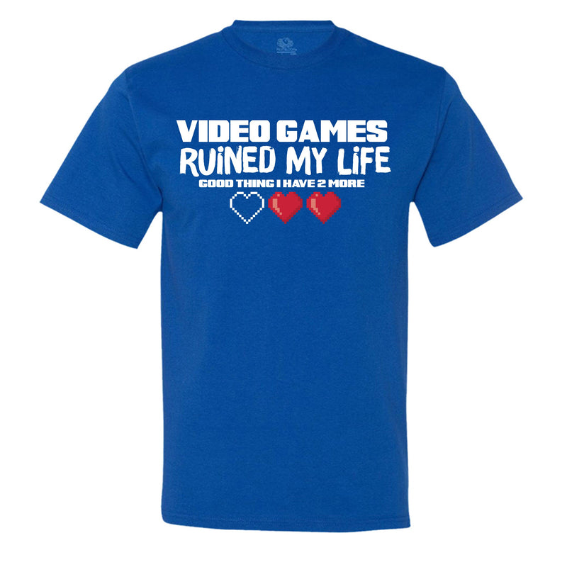 "Video Games Ruined My Life (Good Thing I Have Two More)" Men's Shirt Royal-Blue