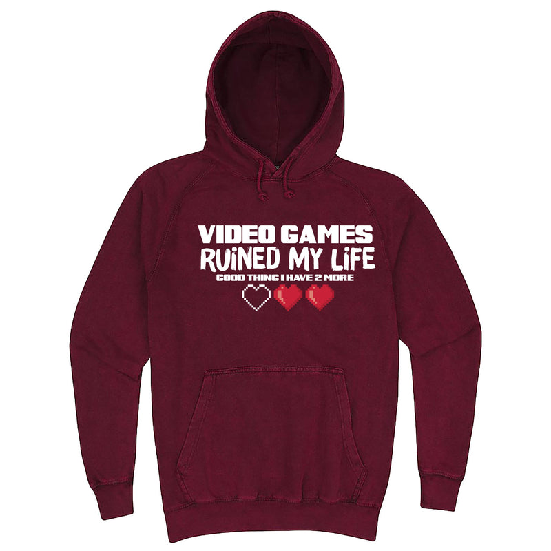 Funny "Video Games Ruined My Life (Good Thing I Have Two More)" hoodie 3XL Vintage Brick