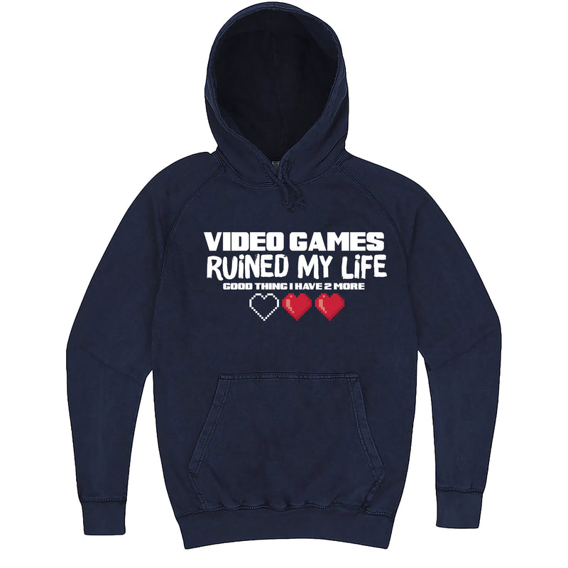 Funny "Video Games Ruined My Life (Good Thing I Have Two More)" hoodie 3XL Vintage Denim