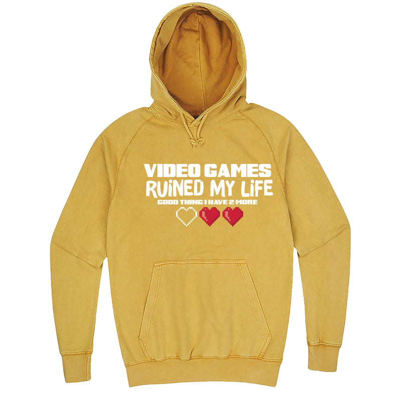 Funny "Video Games Ruined My Life (Good Thing I Have Two More)" hoodie 3XL Vintage Mustard