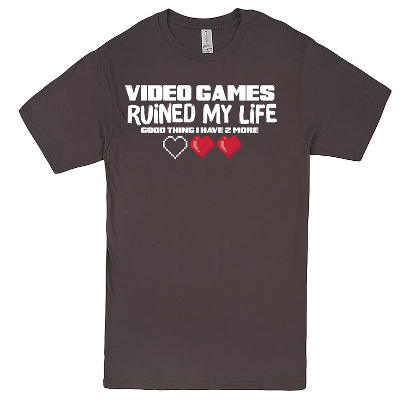 "Video Games Ruined My Life (Good Thing I Have Two More)" Men's Shirt Charcoal