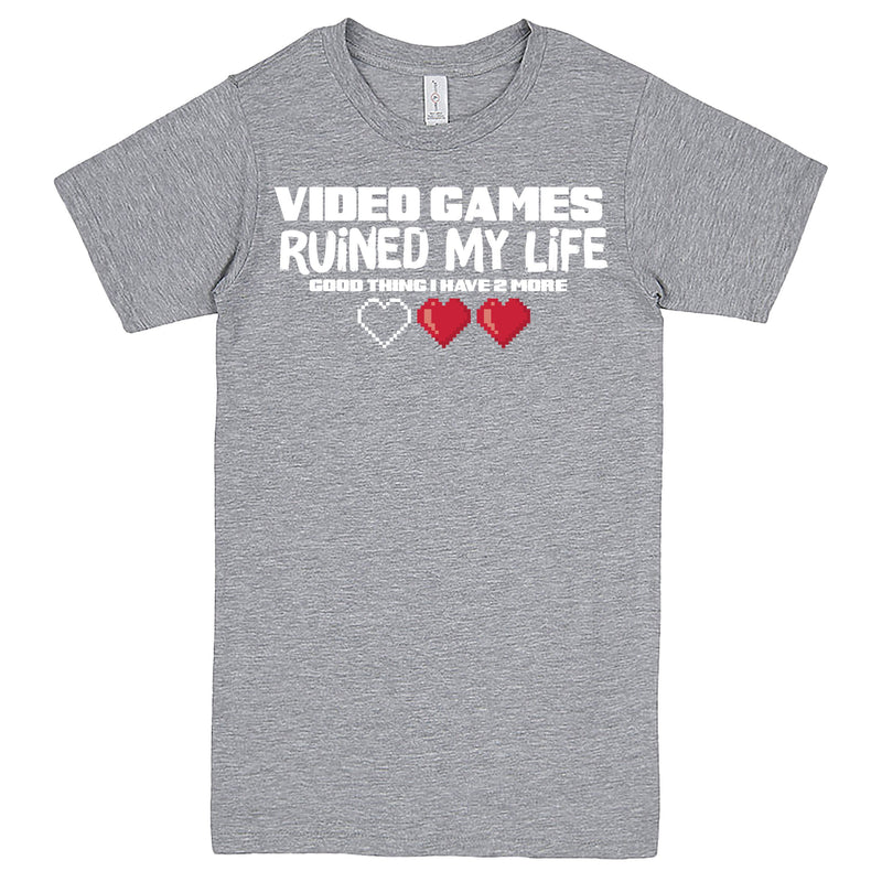 "Video Games Ruined My Life (Good Thing I Have Two More)" Men's Shirt Heather-Grey