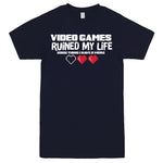 "Video Games Ruined My Life (Good Thing I Have Two More)" Men's Shirt Navy-Blue