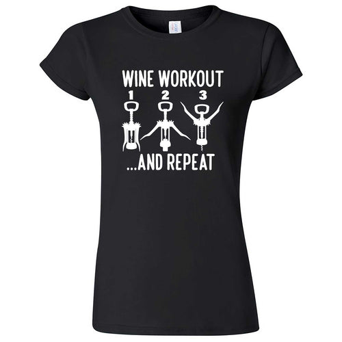  "Wine Workout: 1 2 3 Repeat" women's t-shirt Black