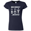  "Wine Workout: 1 2 3 Repeat" women's t-shirt Navy Blue