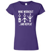  "Wine Workout: 1 2 3 Repeat" women's t-shirt Purple